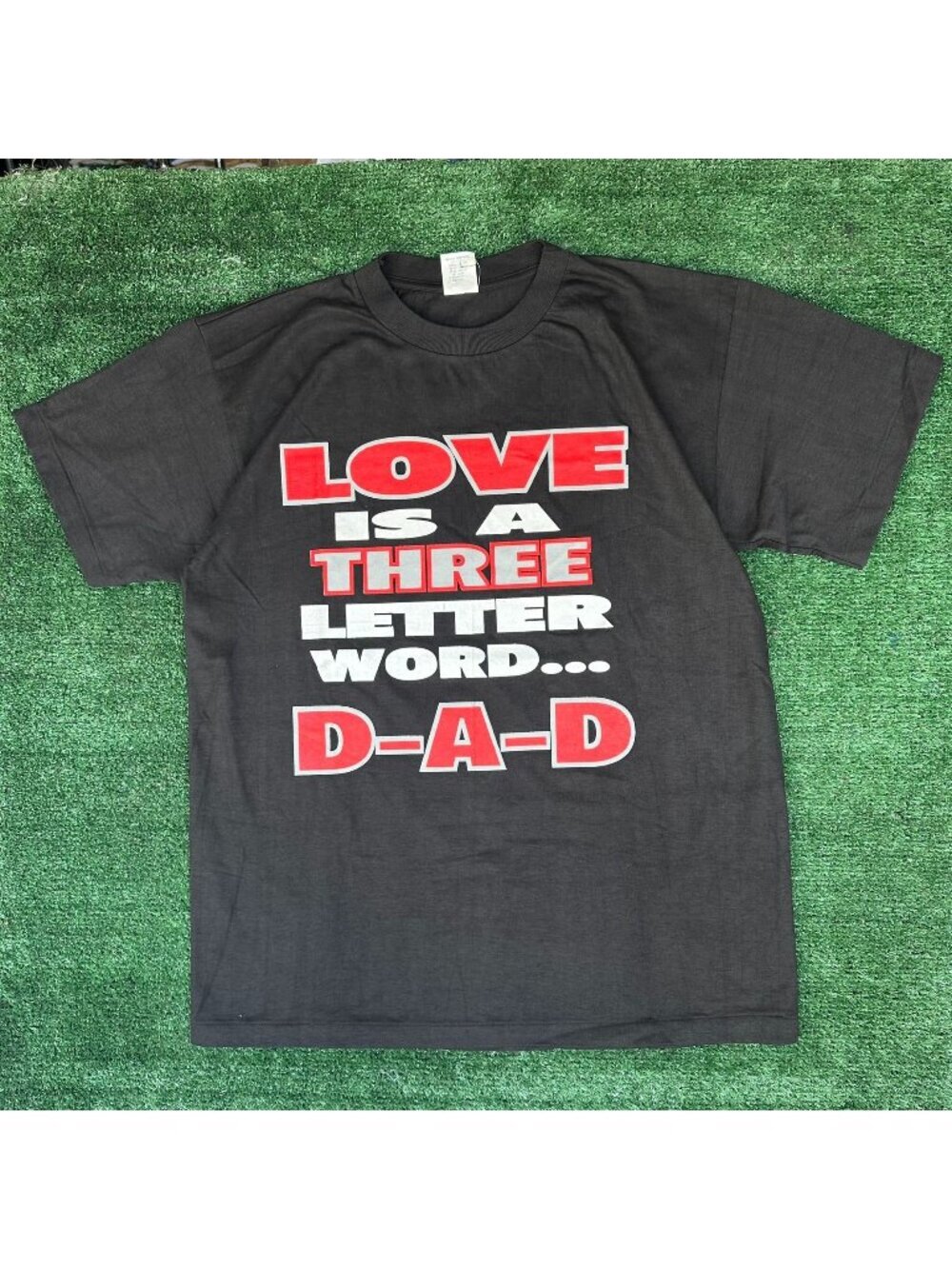 Vintage 90s Love Dad Father Humor T-Shirt Single Stitch Black L Novelty Quote